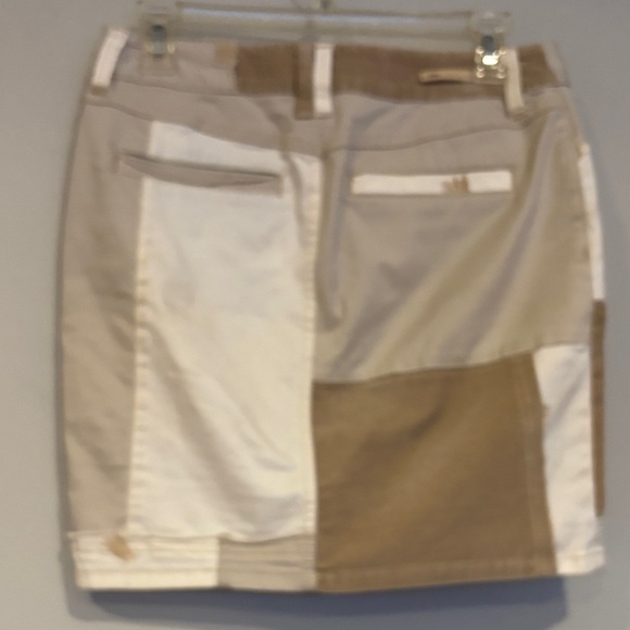 Pilcro Patchwork Mini Skirt in Tan and Cream - Picture 5 of 15